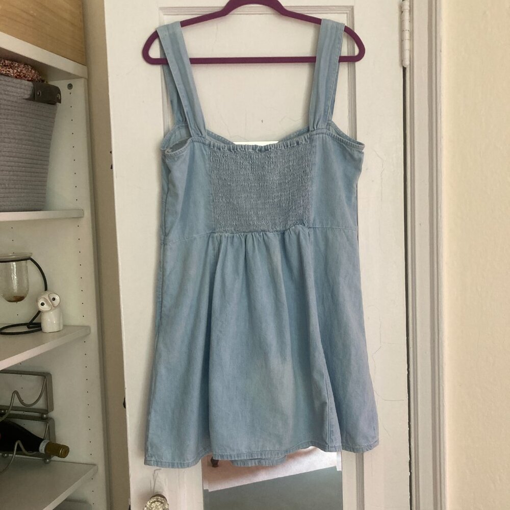 Gap 100% Cotton Denim Sweetheart Neckline Mini Dress XL Blue - Picture 5 of 10